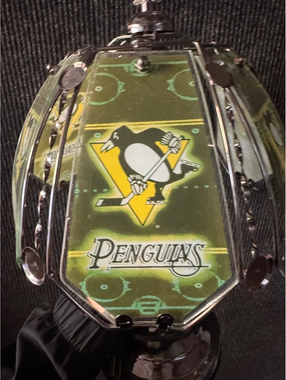 Vintage Pittsburgh Penguins Touch Table Lamp with Glass Panels